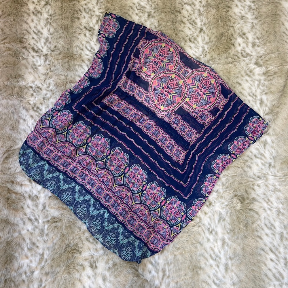 Jessica Simpson Blue and Pink Graphic Short Sleeve Swim Coverup - Picture 4 of 4